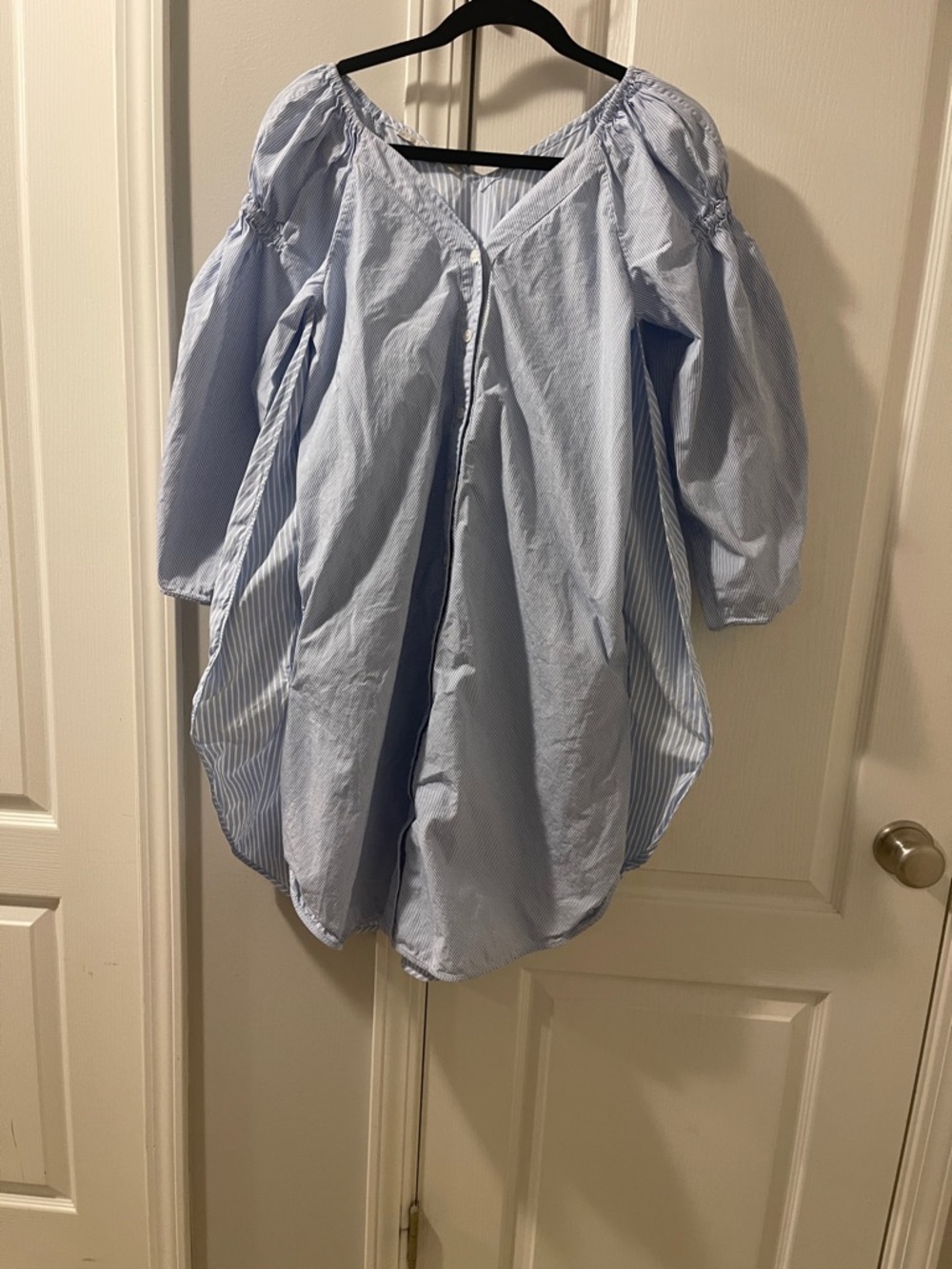 Stella McCartney Sky Blue Striped Peasant Blouse